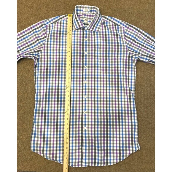 Peter Millar Gingham Button Down Shirt Mens L Plaid Long Sleeve Cotton Knit - Picture 3 of 6